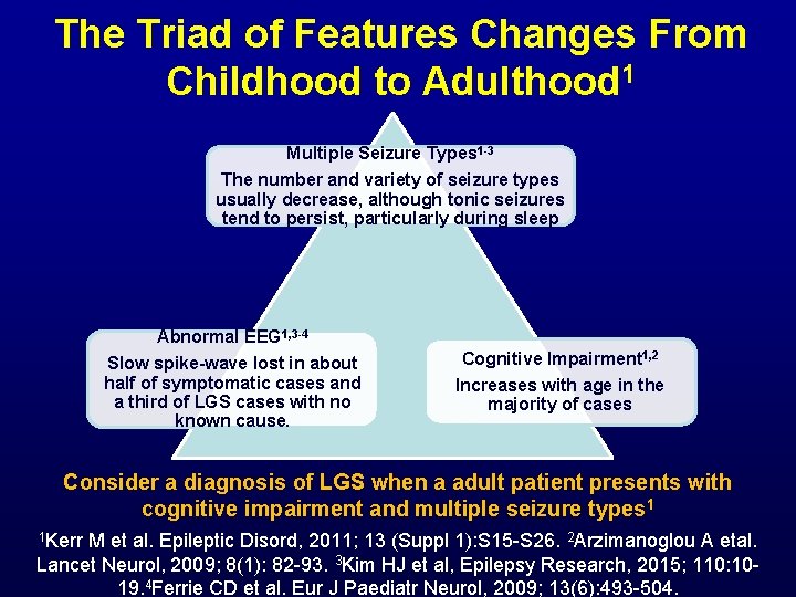 The Triad of Features Changes From Childhood to Adulthood 1 Multiple Seizure Types 1