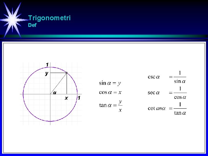 Trigonometri Def 1 y x 1 