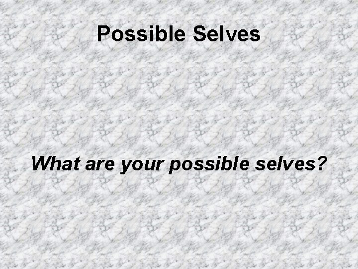 Possible Selves What are your possible selves? 