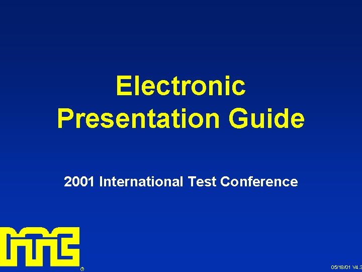 Testing Conference Book Electronic Presentation Guide 2001 International Test Conference 051801
