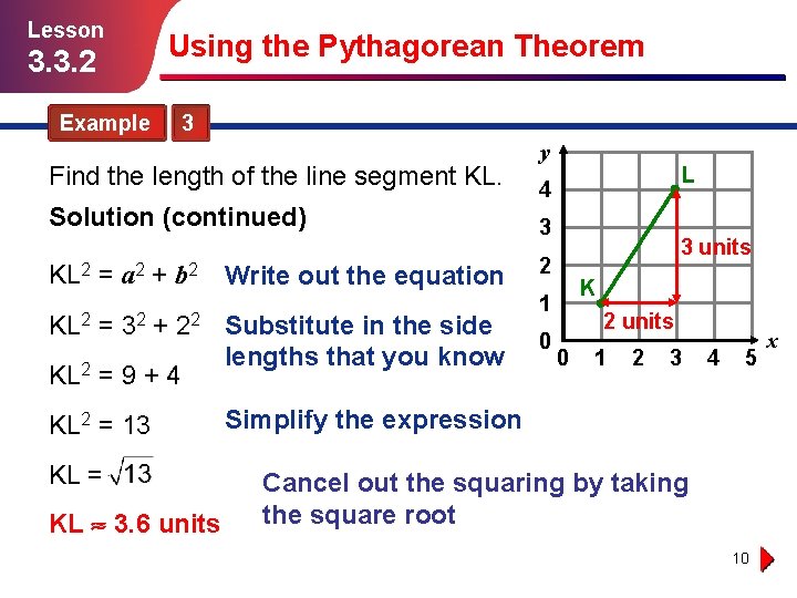 Lesson Using the Pythagorean Theorem 3. 3. 2 Example 3 Find the length of