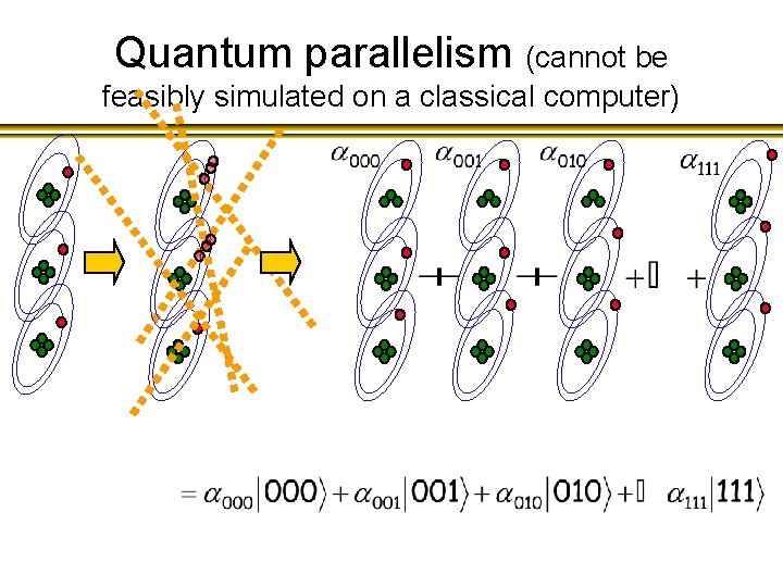 Quantum parallelism (cannot be feasibly simulated on a classical computer) 