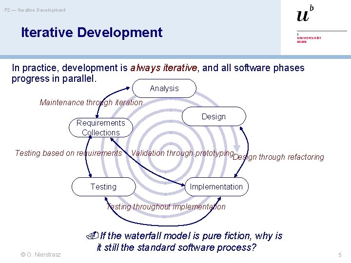 P 2 — Iterative Development In practice, development is always iterative, and all software