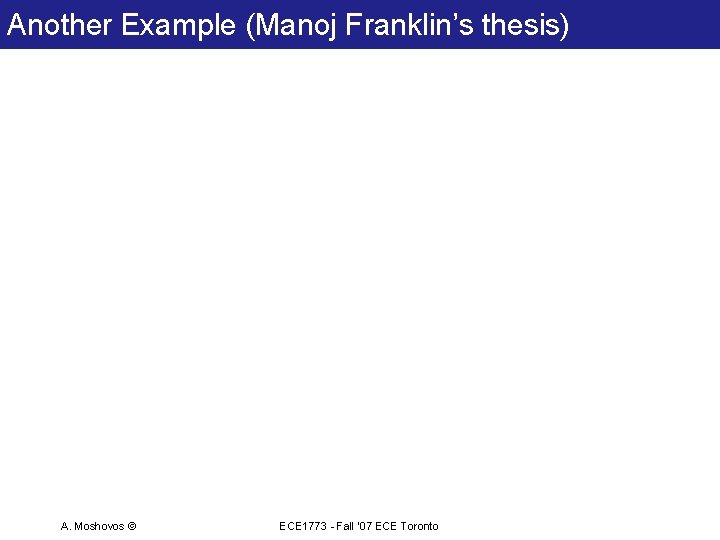 Another Example (Manoj Franklin’s thesis) A. Moshovos © ECE 1773 - Fall ‘ 07 Another Example (Manoj Franklin’s thesis) A. Moshovos © ECE 1773 - Fall ‘ 07