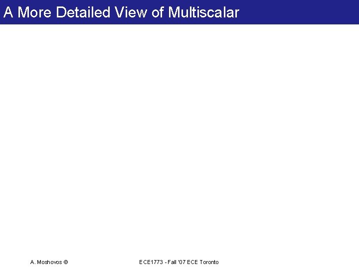 A More Detailed View of Multiscalar A. Moshovos © ECE 1773 - Fall ‘ A More Detailed View of Multiscalar A. Moshovos © ECE 1773 - Fall ‘