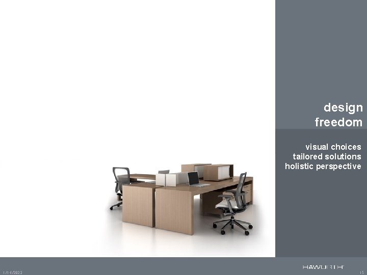 design freedom visual choices tailored solutions holistic perspective 1/14/2022 15 