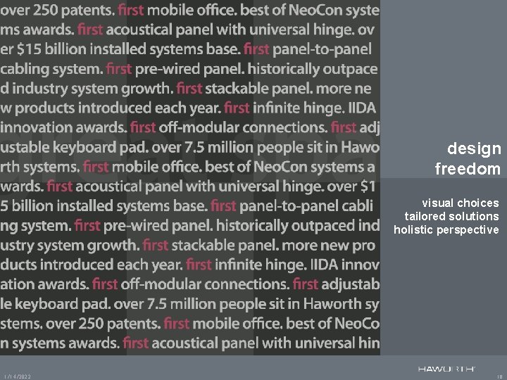 design freedom visual choices tailored solutions holistic perspective 1/14/2022 18 