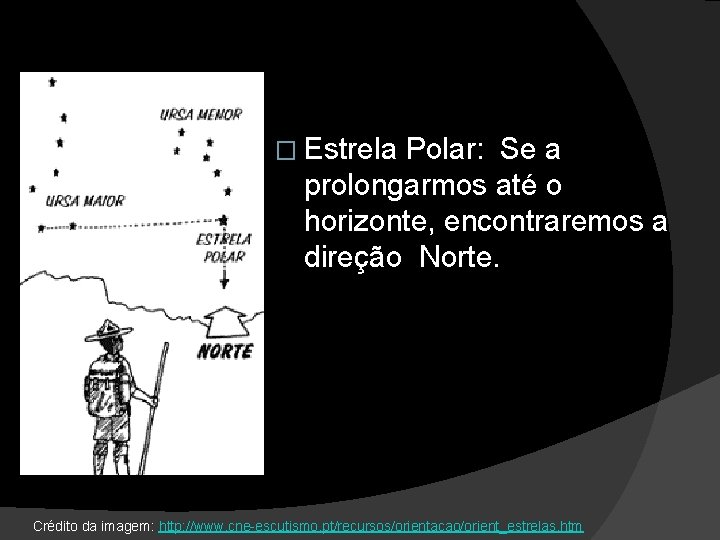 � Estrela Polar: Se a prolongarmos até o horizonte, encontraremos a direção Norte. Crédito