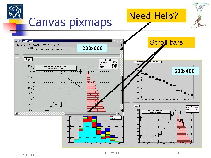 Canvas pixmaps 1200 x 800 Need Help? Scroll bars 600 x 400 R. Brun