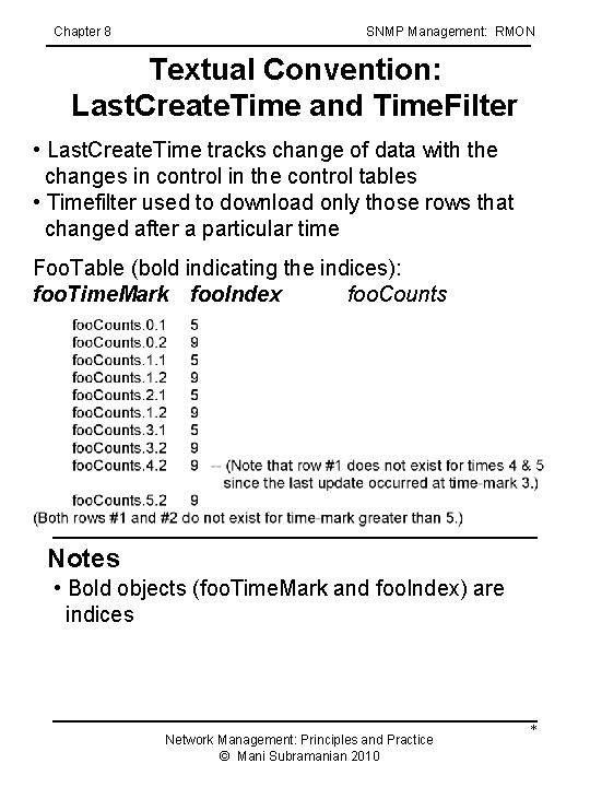 Chapter 8 SNMP Management: RMON Textual Convention: Last. Create. Time and Time. Filter • Chapter 8 SNMP Management: RMON Textual Convention: Last. Create. Time and Time. Filter •