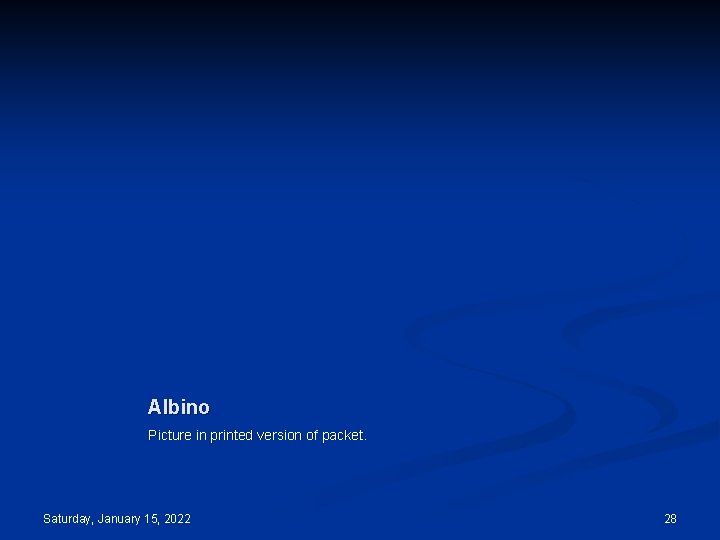 Albino Picture in printed version of packet. Saturday, January 15, 2022 28 