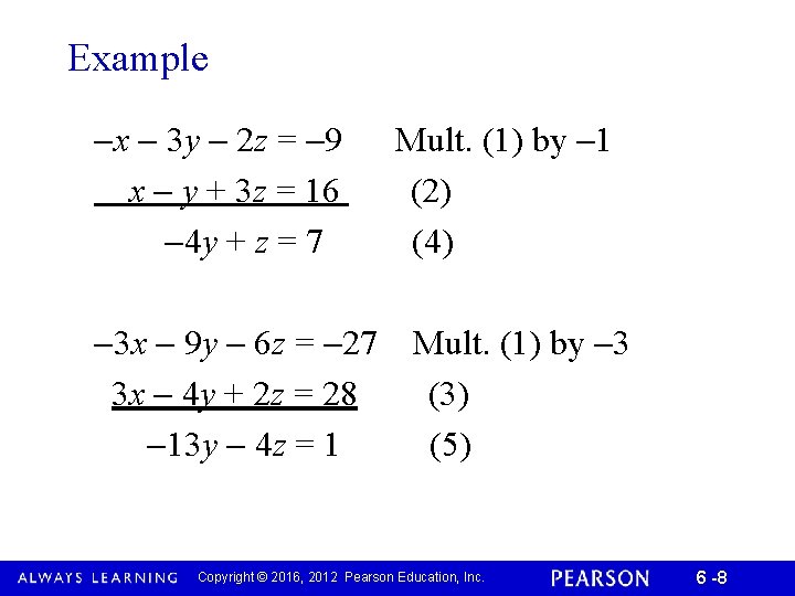 Example x 3 y 2 z = 9 x y + 3 z =