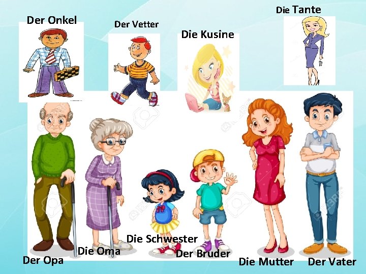 Der Onkel Der Opa Die Tante Der Vetter Die Kusine Die Schwester Die Oma