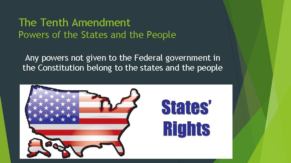 The Tenth Amendment Powers of the States and the People Any powers not given