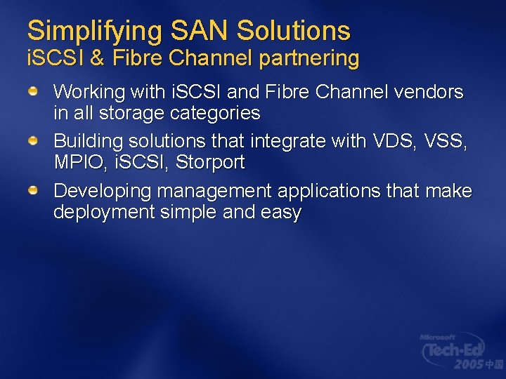 Simplifying SAN Solutions i. SCSI & Fibre Channel partnering Working with i. SCSI and Simplifying SAN Solutions i. SCSI & Fibre Channel partnering Working with i. SCSI and