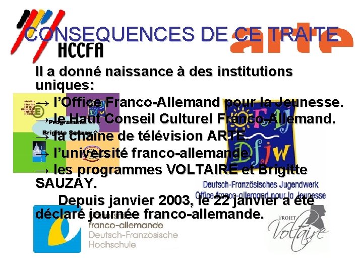 CONSEQUENCES DE CE TRAITE Il a donné naissance à des institutions uniques: → l’Office CONSEQUENCES DE CE TRAITE Il a donné naissance à des institutions uniques: → l’Office