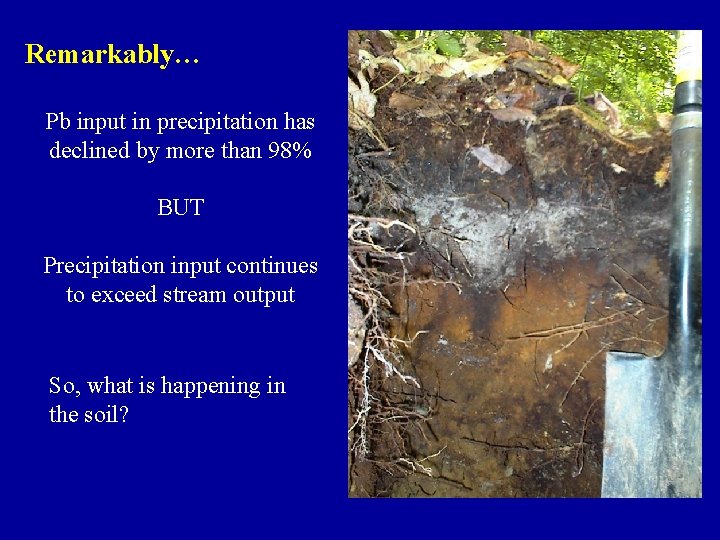 Remarkably… Pb input in precipitation has declined by more than 98% BUT Precipitation input