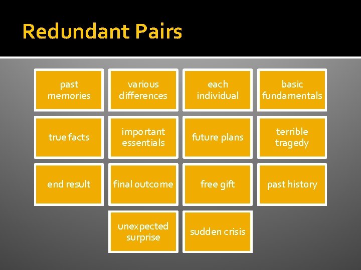 Redundant Pairs past memories various differences each individual basic fundamentals true facts important essentials