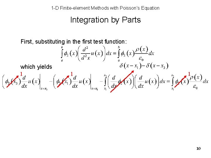 1 -D Finite-element Methods with Poisson’s Equation Integration by Parts First, substituting in the
