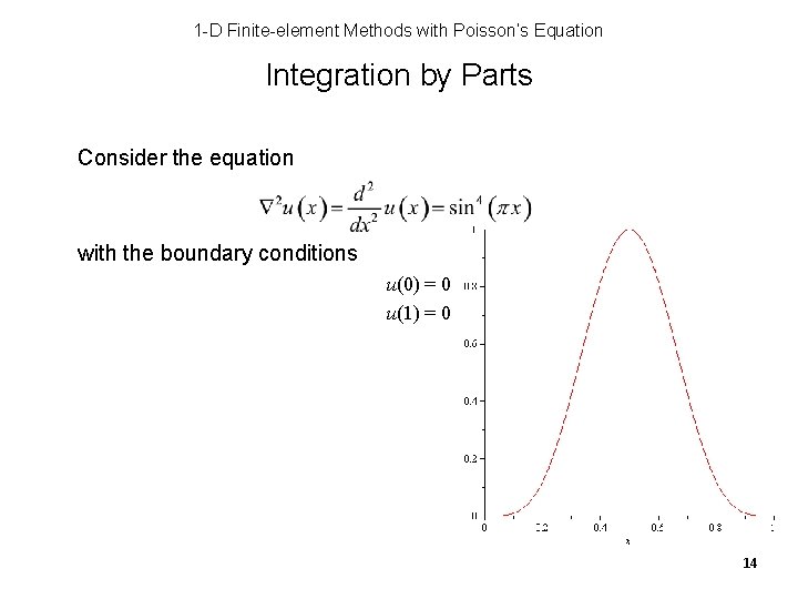 1 -D Finite-element Methods with Poisson’s Equation Integration by Parts Consider the equation with