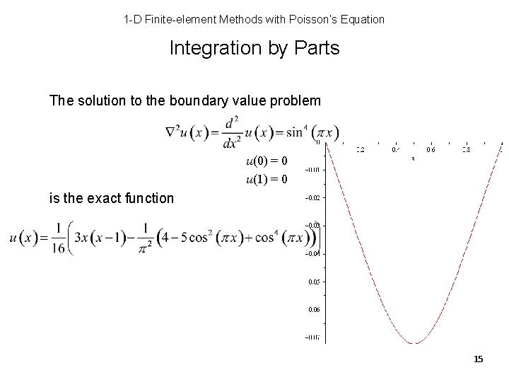 1 -D Finite-element Methods with Poisson’s Equation Integration by Parts The solution to the