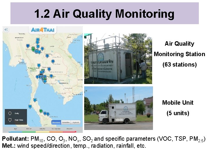 1. 2 Air Quality Monitoring Station (63 stations) Mobile Unit (5 units) Pollutant: PM