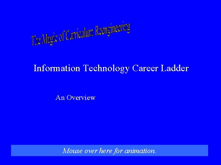 Information Technology Career Ladder An Overview Mouse over here for animation. 