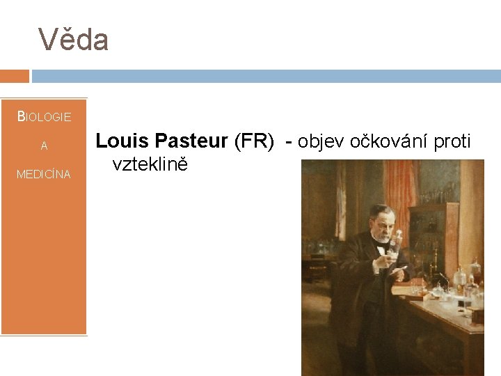 Věda BIOLOGIE A MEDICÍNA Louis Pasteur (FR) - objev očkování proti vzteklině 