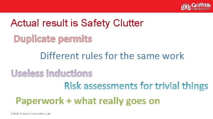 Actual result is Safety Clutter Duplicate permits Different rules for the same work Paperwork Actual result is Safety Clutter Duplicate permits Different rules for the same work Paperwork