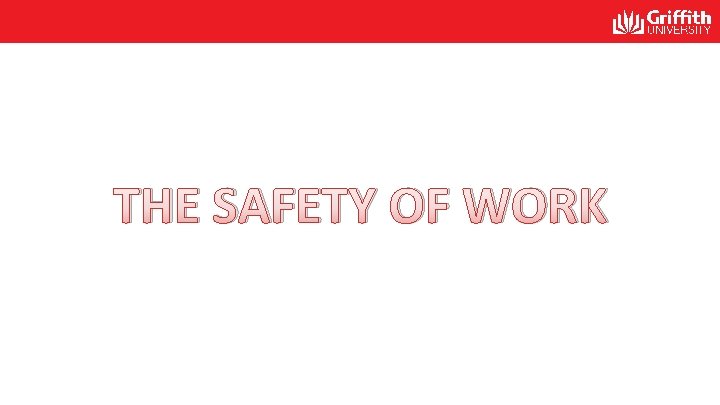 THE SAFETY OF WORK THE SAFETY OF WORK