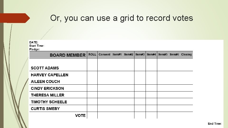 Or, you can use a grid to record votes 