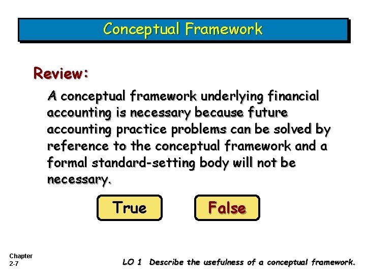 Conceptual Framework Review: A conceptual framework underlying financial accounting is necessary because future accounting