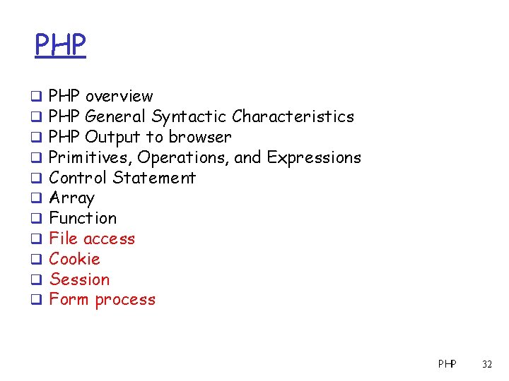 PHP q q q PHP overview PHP General Syntactic Characteristics PHP Output to browser