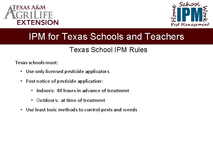 School Home Work IPM Pest Management IPM for Texas Schools and Teachers Texas School