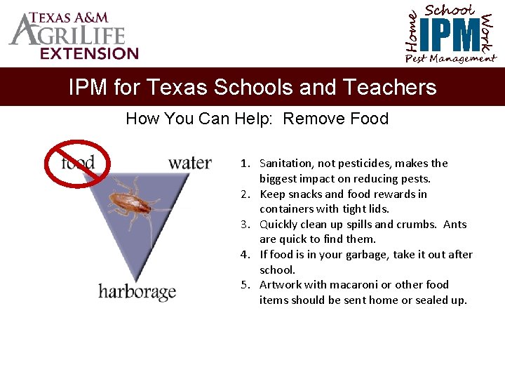 School Home Work IPM Pest Management IPM for Texas Schools and Teachers How You