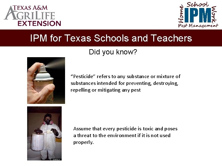 School Home Work IPM Pest Management IPM for Texas Schools and Teachers Did you