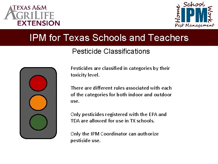 School Home Work IPM Pest Management IPM for Texas Schools and Teachers Pesticide Classifications