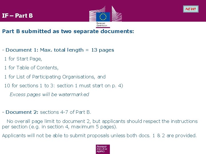 NEW! IF – Part B submitted as two separate documents: - Document 1: Max.