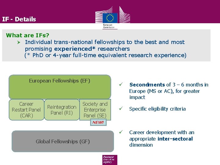 IF - Details What are IFs? Ø Individual trans-national fellowships to the best and