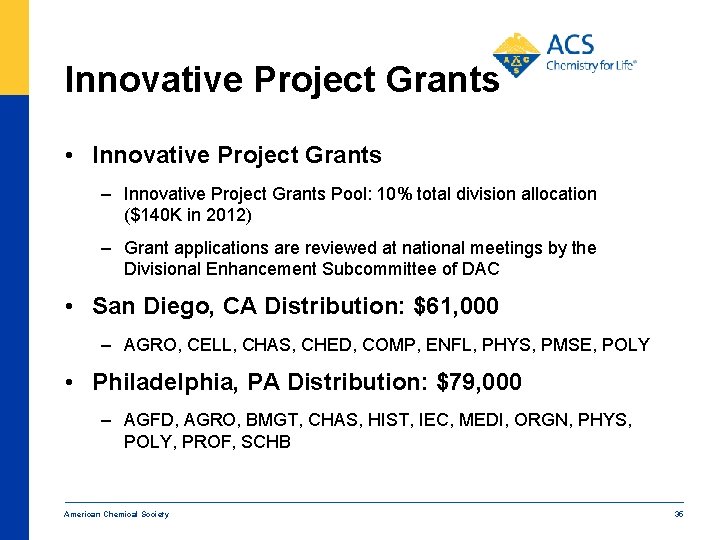 Innovative Project Grants • Innovative Project Grants – Innovative Project Grants Pool: 10% total