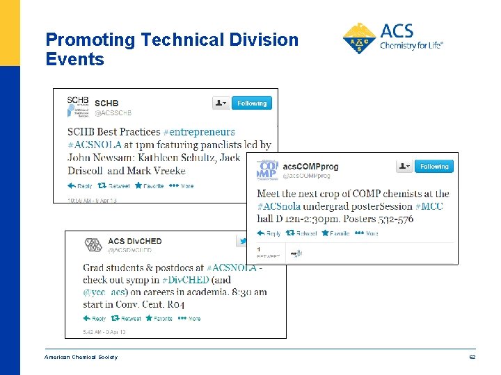 Promoting Technical Division Events American Chemical Society 62 