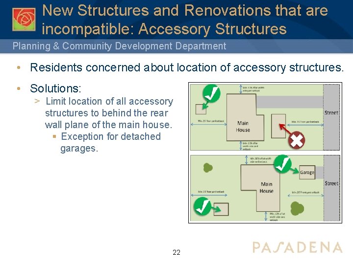 New Structures and Renovations that are incompatible: Accessory Structures Planning & Community Development Department