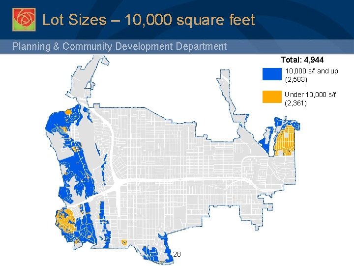 Lot Sizes – 10, 000 square feet Planning & Community Development Department Total: 4,