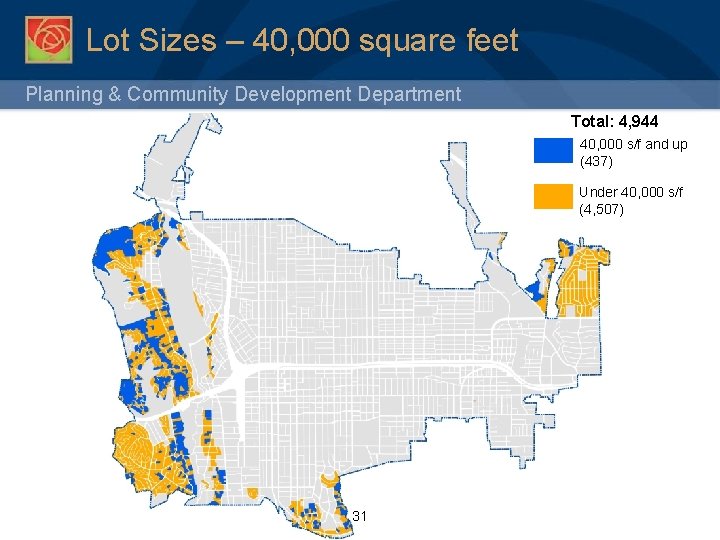 Lot Sizes – 40, 000 square feet Planning & Community Development Department Total: 4,