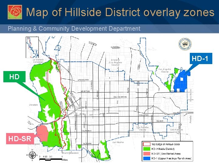 Map of Hillside District overlay zones Planning & Community Development Department HD-1 HD HD-SR