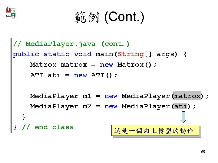 範例 (Cont. ) // Media. Player. java (cont…) public static void main(String[] args) {