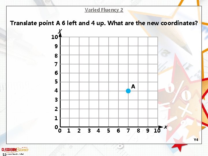 Varied Fluency 2 Translate point A 6 left and 4 up. What are the