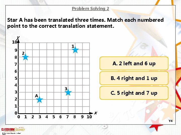 Problem Solving 2 Star A has been translated three times. Match each numbered point