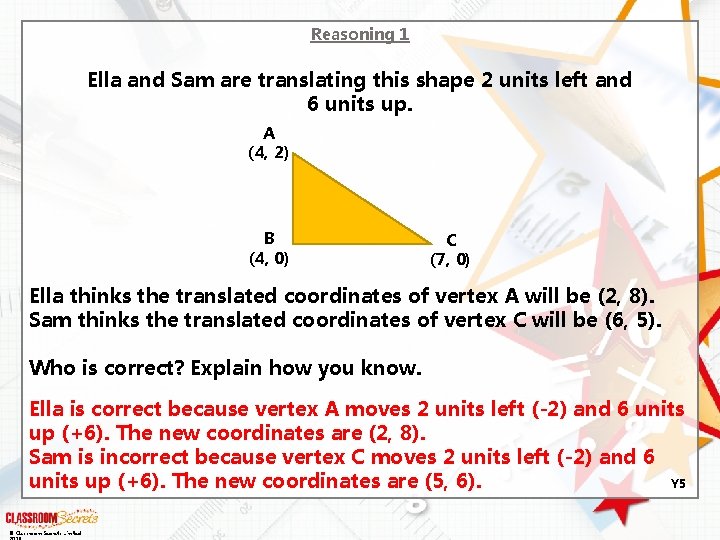 Reasoning 1 Ella and Sam are translating this shape 2 units left and 6
