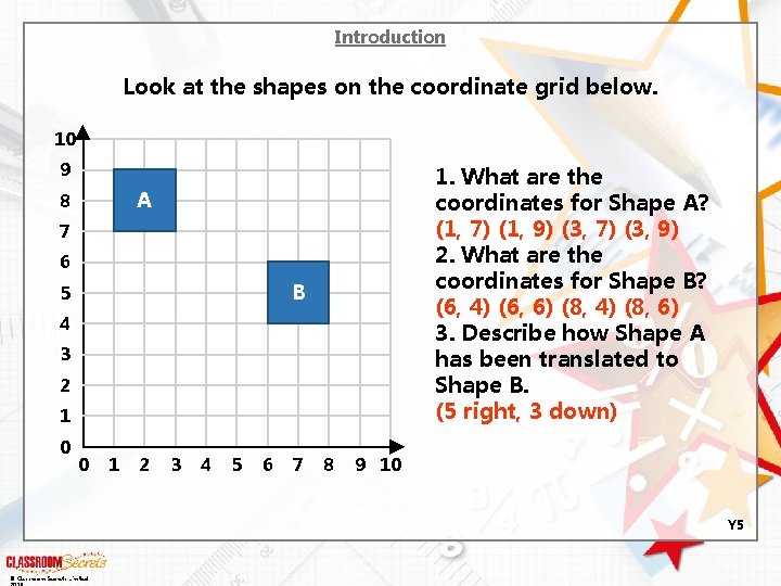 Introduction Look at the shapes on the coordinate grid below. 10 9 1. What